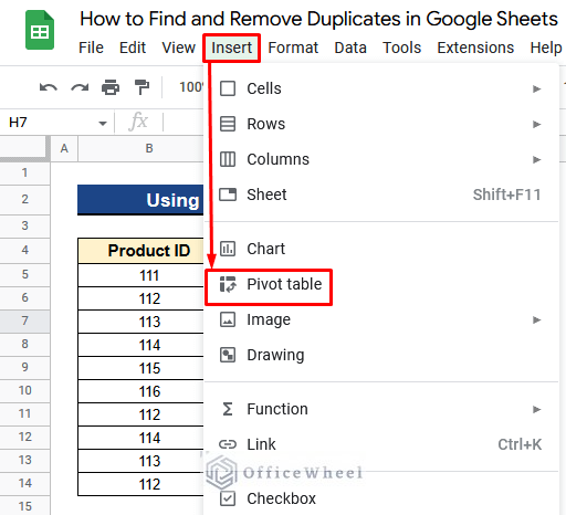 Creating Pivot Table and Using the COUNTA Function to Find and Remove Duplicates in Google Sheets